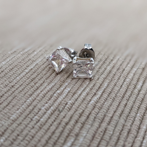 Sterling Silver & Cubic Zirconia Stud Earrings - Picture 4 of 5